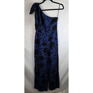Kate Spade for Target Womens Jumpsuit Size 2 Blue Linen One Shoulder Outfit Pant